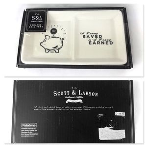 SCOTT & LAWSON "A Penny Saved is A Penny Earned" ceramic coin tray